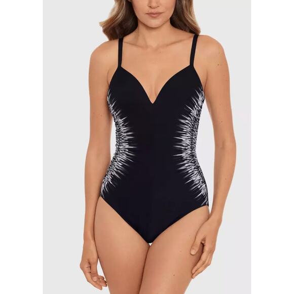 Miraclesuit Temptation Underwire One-Piece Swimsuit Size 12 Womens Black - Picture 16 of 16